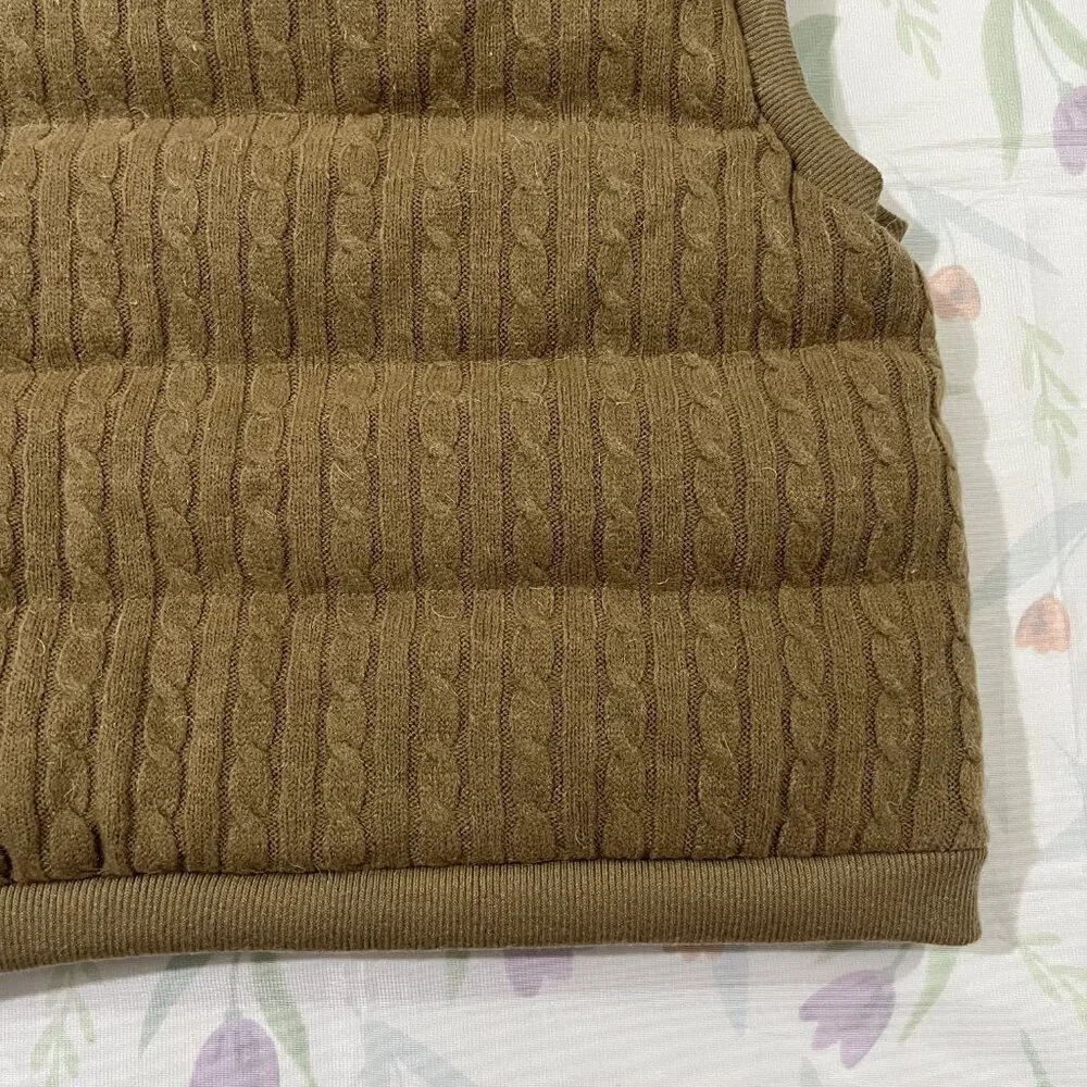 Ralph Lauren Cable Knit Down Vest Brown - Picture 9 of 9